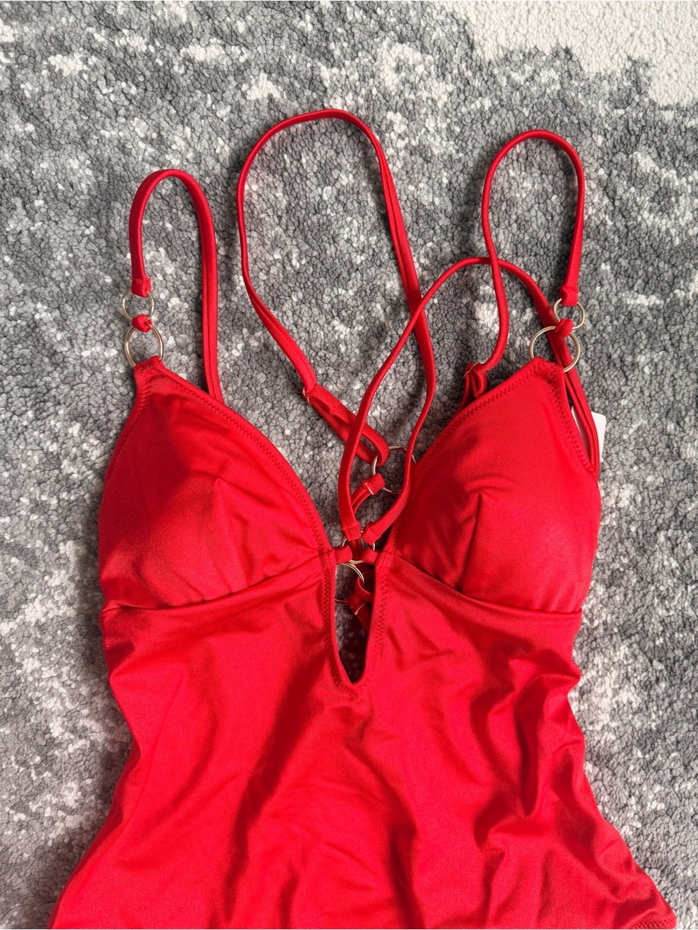 Victoria's Secret Red Strappy V-Keyhole One-Piece Swimsuit - Picture 5 of 7